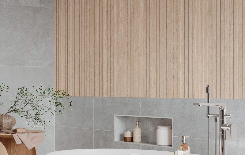 Revestimiento de madera porcelánico outlet.