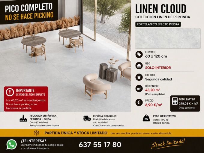 Linen Cloud, Ofertas de Fábrica, Descuentos en Azulejos de Calidad, Picos Completos