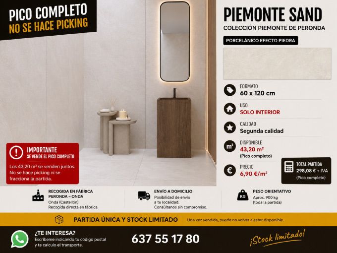 Piemonte Sand, Segundas Calidades, Azulejos de Diseño en Oferta.